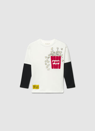 Long-sleeve T-shirt with popcorn print