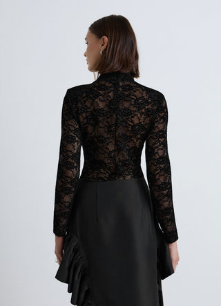 Body in pizzo con collo alto