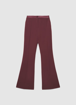 Flared trousers with a satin waistband