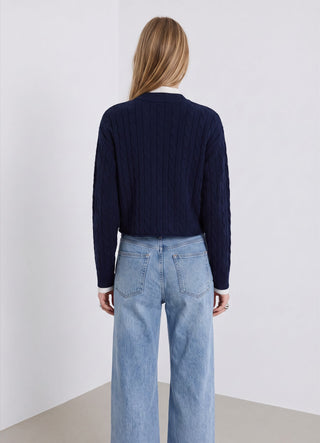 Maglia crop a trecce girocollo