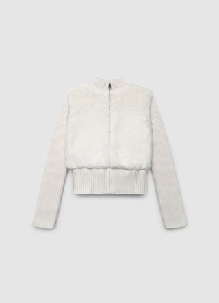 Pull avec insert effet peluche et fermeture éclair