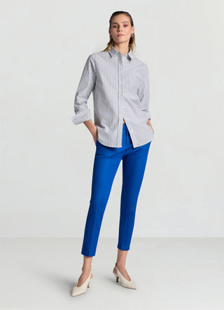 Pantaloni a sigaretta in rasatello di cotone