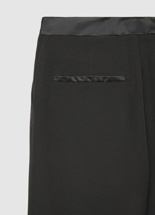 Flared trousers with a satin waistband