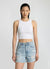 Shorts mom in denim con strappi