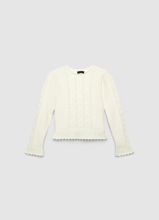 Sweater with cable knit and ruffles