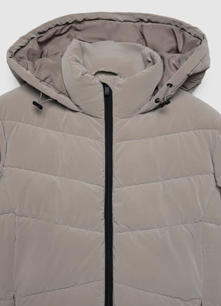 Short fitted padded jacket with hood