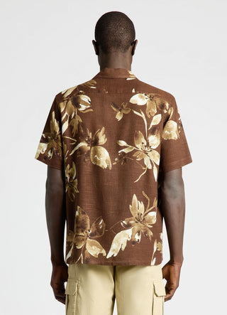 Linen blend shirt with floral print