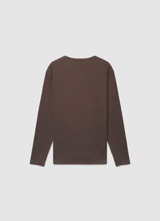 Solid colour waffle fabric crew neck T-shirt