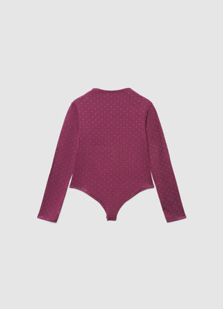 Body a maniche lunghe con strass