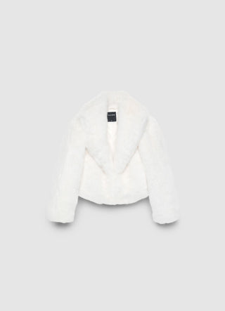 Giacca crop effetto peluche con collo rever