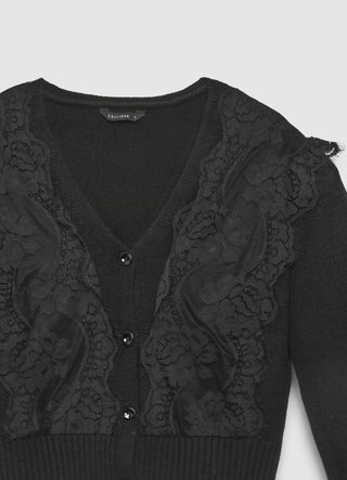 Cardigan con bande in pizzo