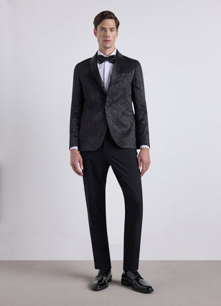 Pantalon de tailleur avec pli marqué et détails en satin