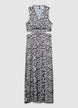 Vestito lungo con cut-out e stampa animalier - S