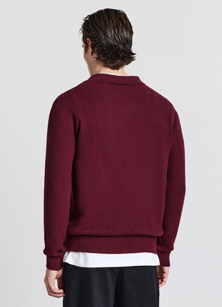Maglia a coste con collo polo