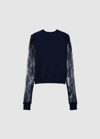 T-shirt with lace sleeves