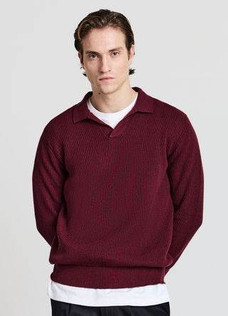 Maglia a coste con collo polo