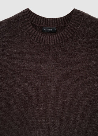 Solid colour crew neck jumper with raw edge finish
