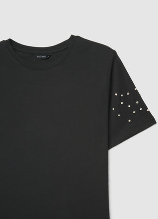 T-shirt avec manches en strass