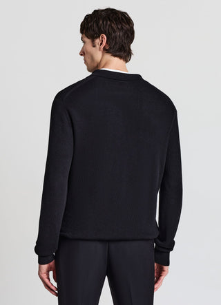 Ribbed polo shirt with zip