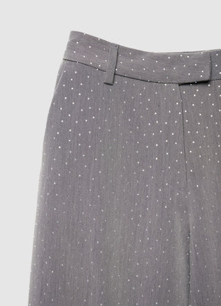 Pantaloni palazzo con strass allover