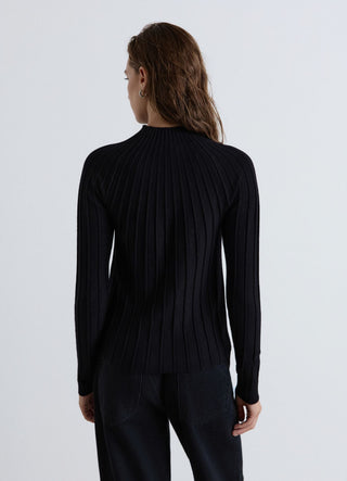 Maglia a coste con collo perkins