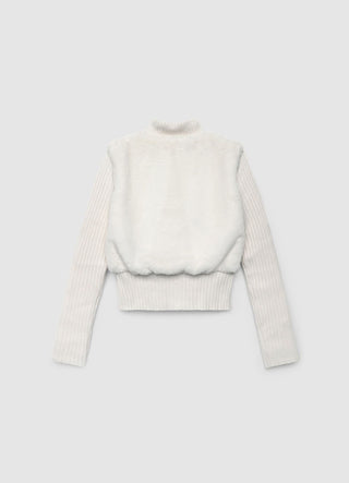 Pull avec insert effet peluche et fermeture éclair