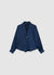Blouse with a draped striped lapel collar