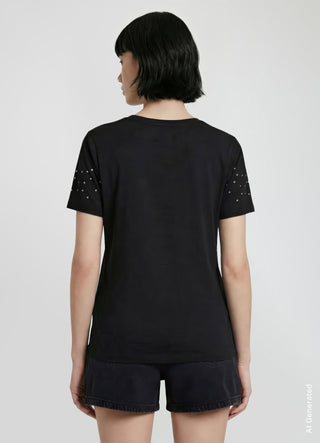 T-shirt avec manches en strass