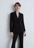 Double-breasted jacket in satin-like fabric with satin lapels
