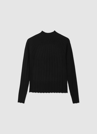 Maglia a coste con collo perkins