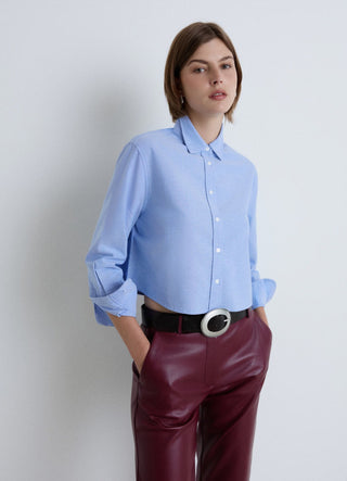 Solid colour crop oxford shirt