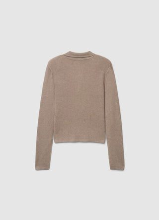 Ribbed cardigan with zip and collar