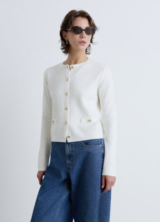 Honeycomb cardigan with jewel buttons