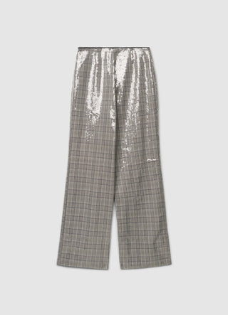 Karierte Palazzo-Hose mit Pailletten