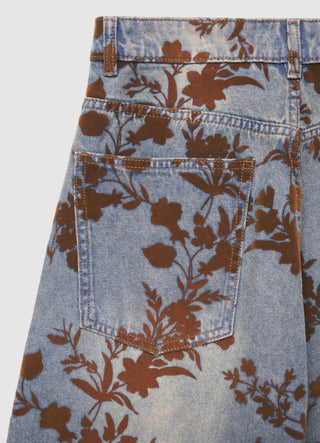 Jeans barrel con stampa floreale