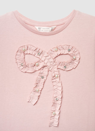 T-shirt con fiocco applicato