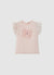 T-shirt à manches volantées avec fleur appliquée