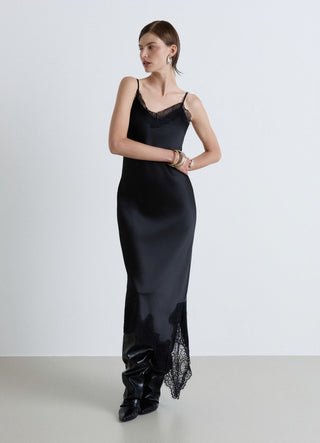 Abito sottoveste asimmetrico con pizzo