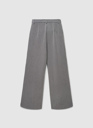 Pantaloni palazzo con strass allover