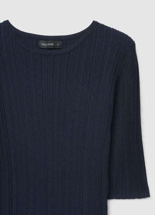 Solid colour ribbed T-shirt