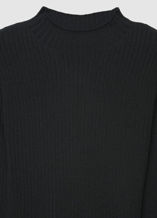Langärmeliges Ripp-T-Shirt mit hohem Kragen