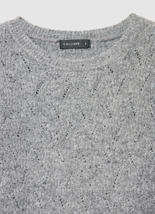 Maglia girocollo pointelle effetto luccicante