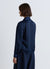 Blouse with a draped striped lapel collar