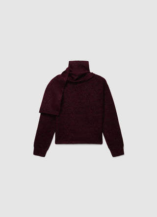 Cardigan with scarf collar and buttons