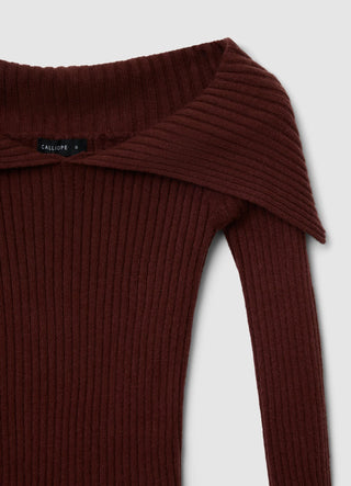 Maglia a coste con spalle scoperte