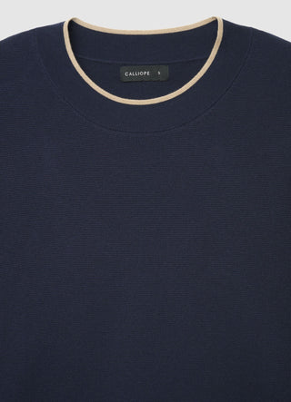 Maglia girocollo con profili a contrasto