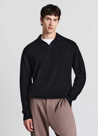 Maglia a coste con collo polo
