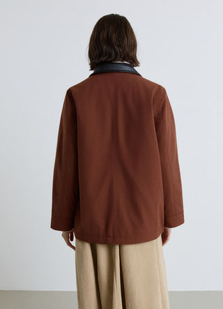 Veste avec col en effet cuir et poches à rabat