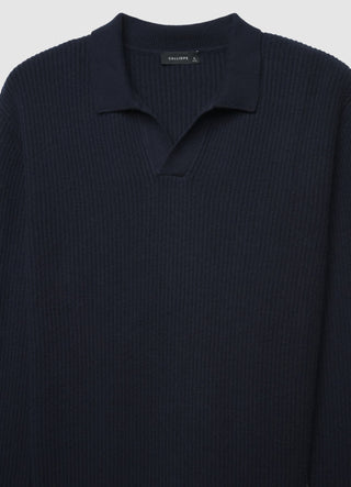 Maglia a coste con collo polo