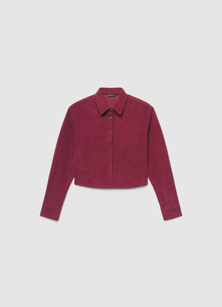 Solid colour ribbed crop shirt